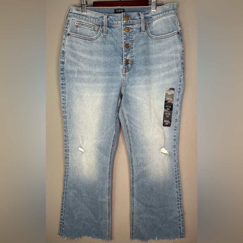 J. Crew Light Wash Distressed Cropped Jeans